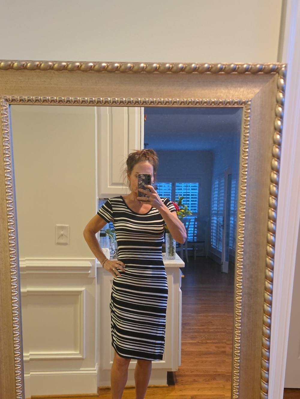 Mossimo Supply Co. Black and White Striped Midi Dress
